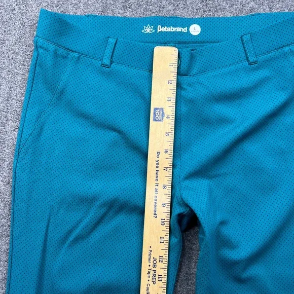 Betabrand Dress Pant Yoga Pants Women L Petite Teal Blue Micro Dot Straight Leg - Picture 4 of 13